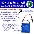 wifi router power bank 12v WIFI  router power bank ups battery for wifi router 12v 12 volts battery for Tp Link-Tenda-PTCL Fiber Base huawe Router 12 volt battery 18650 battery battery for wifi device Pakistan e shop. 