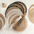 Round Placemat Table Non-Slip Jute Mats for Dining Table Decoration Accessories Kitchen Placemats Coffee Coasters Party Dinner 15x15 inh. 