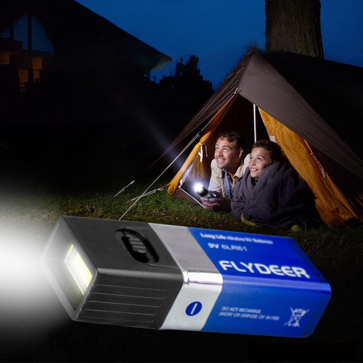 9V Battery Flashlight 9V Mini LED Key Light 6F22 Battery COB Outdoor Lighting Work Light Battery Not Included SUNM