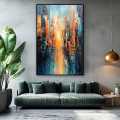 Abstract Cityscape painting print in solid frame , Office Wall Art, Poster Painting ,Textured Painting , Wall Decor Living Room, Home Decor , Ready to hang Painting. 