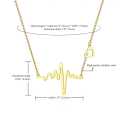 Golden Metal Ecg Heart Beat Wave Necklace Pendant For Women & Girls. 