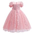 Toddler Girls Lace Princess Dress, Sleeveless Round Neck 3D Flower Formal Dress Party Gown. 