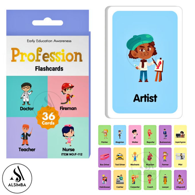 Profession Flash Cards Set For Kids – Early Educational 36 Pcs flash cards