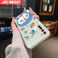 JIUMOO For Xiaomi MI Redmi Note 8 Note 8T Case Cartoon Cute Doraemon Cat Side Design Luxury Plating Phone Case Square Edge Pattern Liquid Silicone Casing Full Cover Camera Soft Protection Cases. 