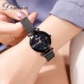 WaterProof luxury ladies watch magnet mesh For Girls BLACK. 