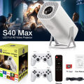 S40 Max Projector 4K HD 1080P Bluetooth Android 11 Proyector With 2 Wireless Game Controllers Built-in 30000 Games. 