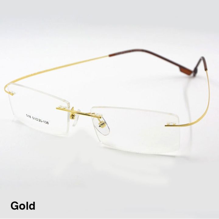Reven Jate Flexible Titanium Alloy Rimless Eyeglasses Frame for Optical Prescription Glasses Eyewear for Women and Men