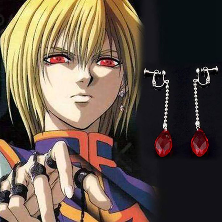 Anime Hunter X Hunter Kurapika Fingers Chain Earrings Punk Hip Hop Vintage Cross Ring Halloween Fashion Unisex Cosplay Accessories