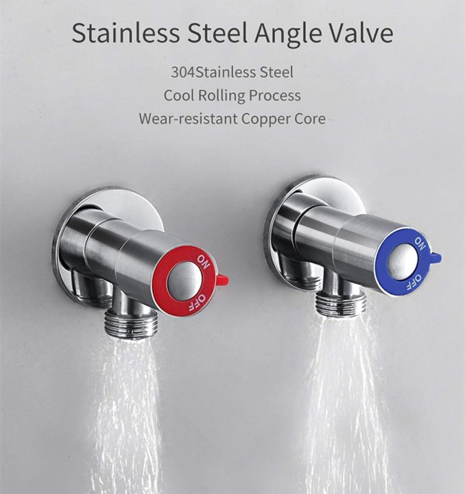 china 2pcs/set Triangle Valve 304 Stainless Steel Angle Valve Hot or Cold Water Valve For Bathroom/Kitchen/Toilet taps