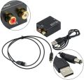 DAC Digital Audio Converter, Digital Optical Coaxial Toslink to Analog Audio Converter Stereo L / R RCA Audio Adapter for HDTV DVD Blu-ray Home Cinema Systems PS3 Xbox X360 with Optical Cable and USB Power Cable. 