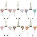 Women Hairband Ears Flip Kid Glitter Hair Accessories Rainbow Can Unicorn. 