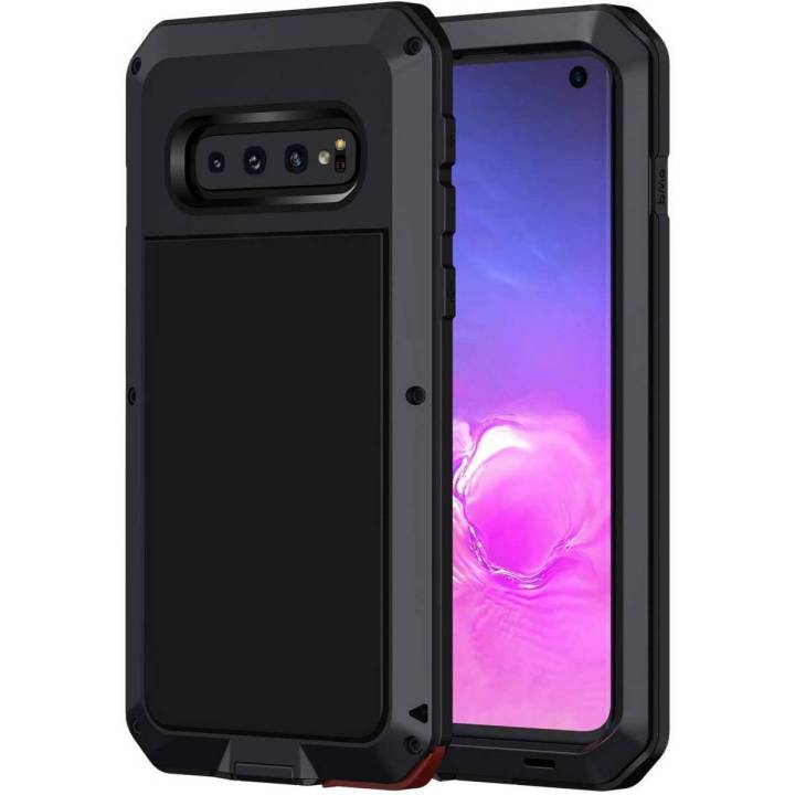 Seacosmo Samsung S10 Mobile Case Heavy Duty Shockproof Protection Metal Case Rugged A rmour without Screen protector Case for Galaxy S10 2019 Black