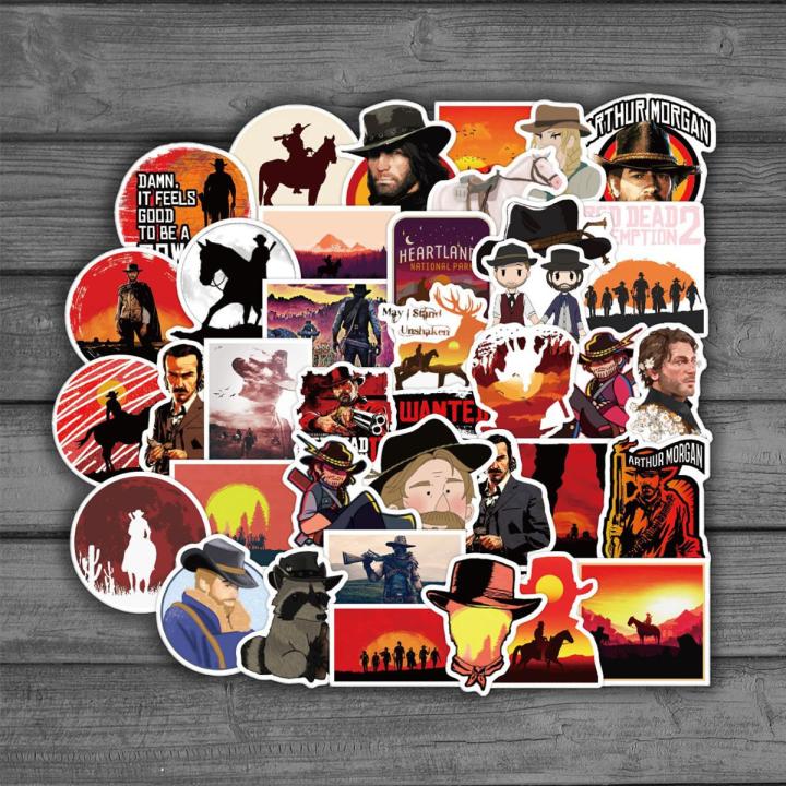 50Pcs/set Game Red Dead Redemption Stickers For Notebook PC Skateboard Bicycle Motorcycle DIY Waterproof Toys Sticker