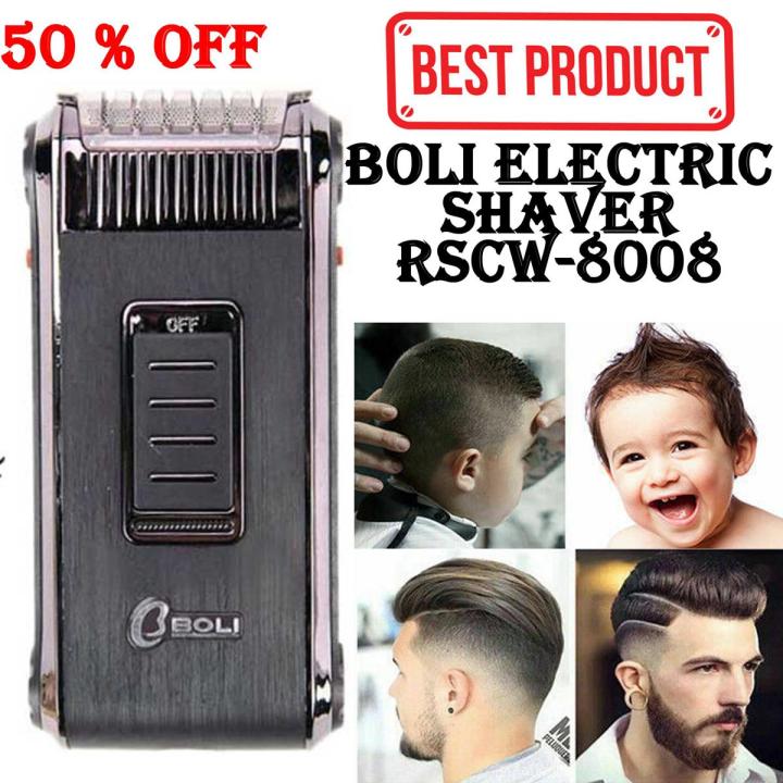 Original BOLI RSCW 8008 Men Electric Shaver Razor + Side Trimmer - Professional Men’s Electric Shaving Machine - New High Quality Mens Hair Removal Chargeable Grooming Kit - Best Rechargeable Shavers Razor - Imported Shaver For Men BOLI RSCW 8008