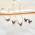 1Set Fashion Exquisite Simple Versatile Butterfly Necklace Bracelet Earrings Ring For Women Girls Wedding Party Jewelry Set Gift BYJ. 