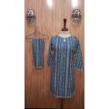 Chain Style Printed Linen Stylish 2 Pcs Ladies Dresses with Same Trouser Ready to Wear for Girls and Women GBS-48. 
