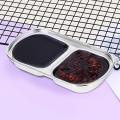 Techmanistan 2 Compartments Stainless Steel Plate, Stainless Steel Rectangular Thali Plate, 2 compartment Thali, Divided Dinner Plate, 2 Compartment Serving Tray, Nuts Tray. 