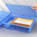 5 file baskets with cover folder storage box data basket plastic frame basket office stationery Daquan desktop a4 bill voucher finishing multi-functional document basket shelf rack. 