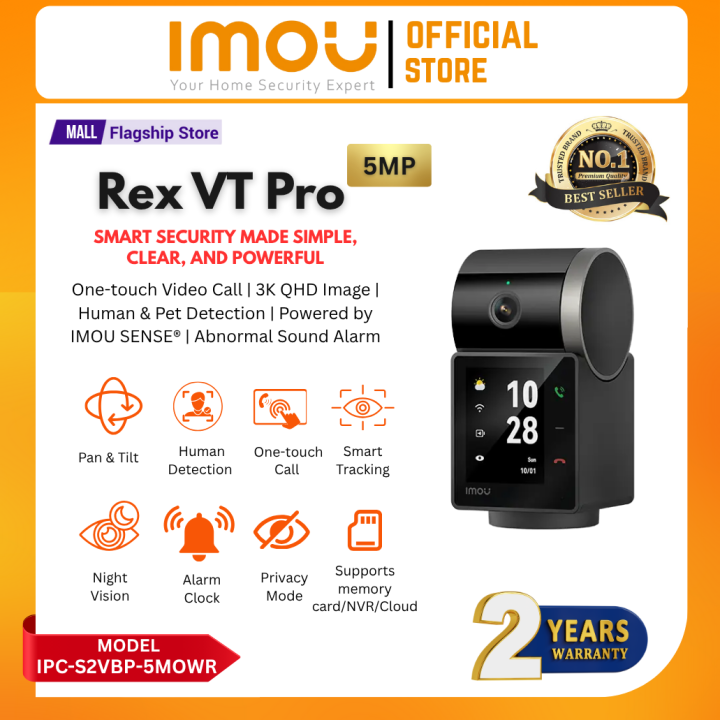 Imou Rex VT Pro (IPC-S2VBP-5MOWR)– 5MP (3K) PTZ Wi-Fi Smart Camera with ...