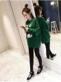 Korean Fashion Medium And Long Clothes Female Autumn Dress Korean Version Loose Thin Cartoon Print Round Collar Bf Student Coat. 