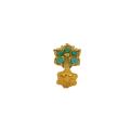 Pure Gold Jewellers-Green and White Stone Gold Nose Pin for Bridal-Gold Nose Stud Green Color and Elegant Designs for Women and Girls. 