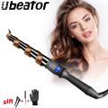 Ubeator - LCD Screen Ceramic Spiral Hair Curling Iron Wand Machine Roller Beauty Tools-138-Black. 