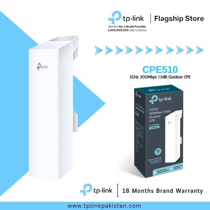 TP-Link Wi-Fi Outdoor Range Extender CPE510 15km 5GHz 300Mbps 13dBi Outdoor CPE - 18 Months Brand Warranty