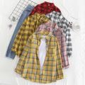 Plaid Shirt Women's New Spring and Autumn Clothing Long Sleeve Loose Korean Style Shirt Retro Hong Kong Style Top. 