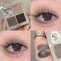 4-Color Glitter Blue Eyeshadow Palette Matte Pearl Shimmer Acrylic Smoky Grey Eye Shadow Palette Long Lasting Makeup Cosmetic. 