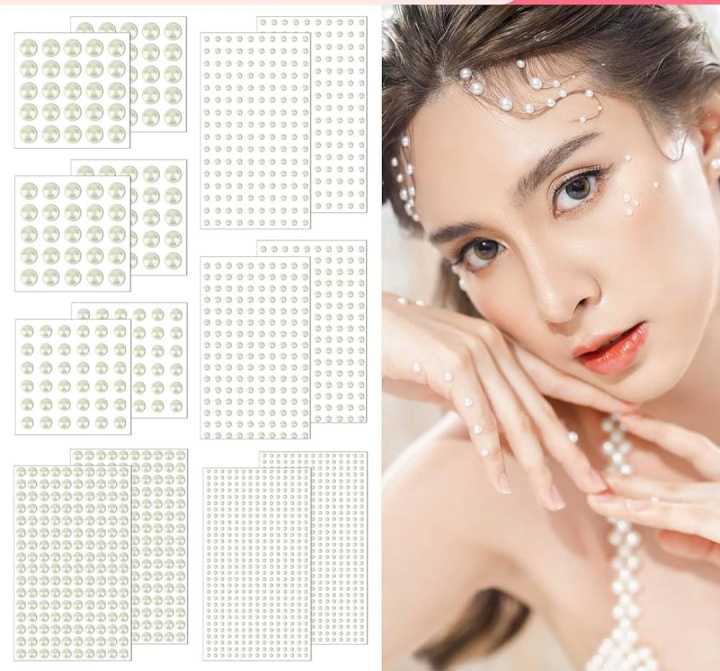 Arfa ideal collection Hair Pearls Stick On Self Adhesive Pearls Stickers Face Pearls Stickers for Hair Jing jewellery for girls