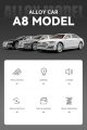 1/24 Audi A8 Diecast Alloy Metal Toy Car Miniature Vehicle Model Pull Back Sound & Light Doors Openable Collection Gift For Boys Kids. 