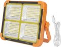 Solar Emergency Light, 1000W Solar Work Light, 4 Gear Adjustable Solar Emergency Light IP66 Portable Solar Flood Light for, Job Site Lighting. 