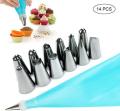 Cakeware 13 Piece Cake Decorating Set Frosting Icing Piping Bag Tips With Steel Nozzles. 