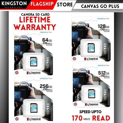 Kingston Camera SD Memory Card DSLR 64/128/256/512 GB Lifetime