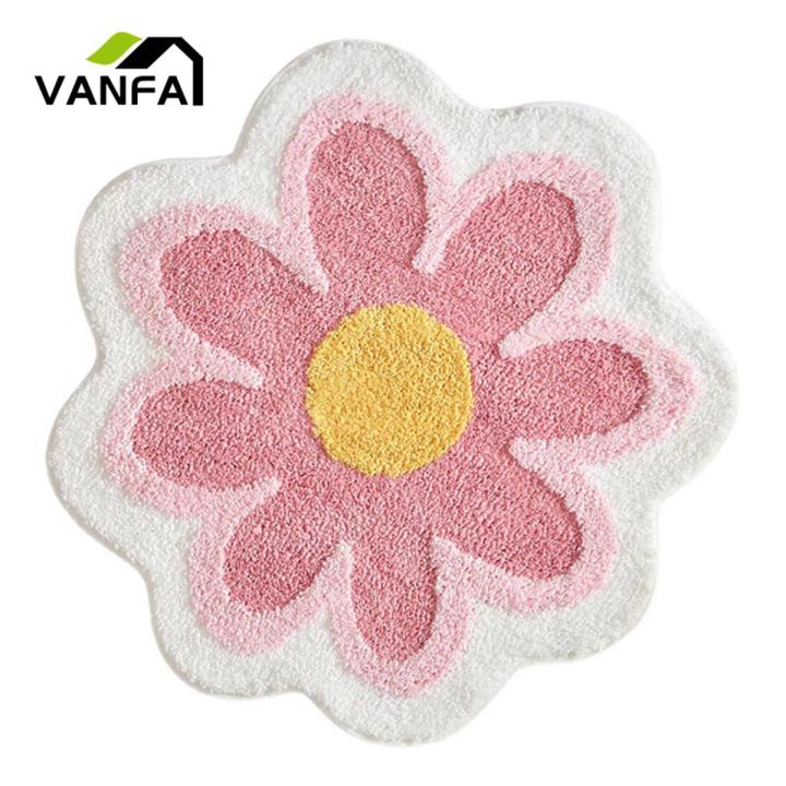 Floor Mat Rug Tear-resistant Flower-shaped Bathroom Rug Shower Door Mat