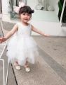 stylish and fancy  frock for baby girls white birthday dress for little girls best frock for kids white net floral frock tutu. 