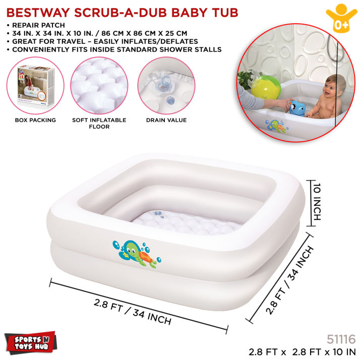 3 Ft Bestway Inflatable Baby Tub & Swimming Pool For Kids Baby Washroom Bath Swimming Pools Party With Inflatable Pool, New Born Baby Fun Indoor Kids Water Games, Play, Travel Bath Tub & Pool, Enjoy Summers Swimming Pool For Toddler & Kids Code: 51116
