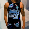 Disney Stitch Streetwear Gym Tops T-shirts for Men Y2k Men's Clothing Top Short Sleeve Tee Hooded Oversized T-shirt High Quality. 