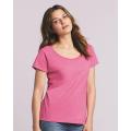 Deep Neck Short Length Ladies T Shirt. 