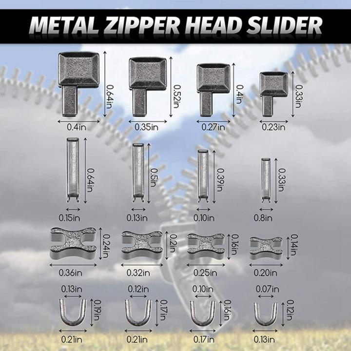 120 Pieces Metal Zipper Head Slider,4 Sizes Zipper Bottom Sliders Retainer Insertion Pin,Zipper Stopper Repair Tool Kit