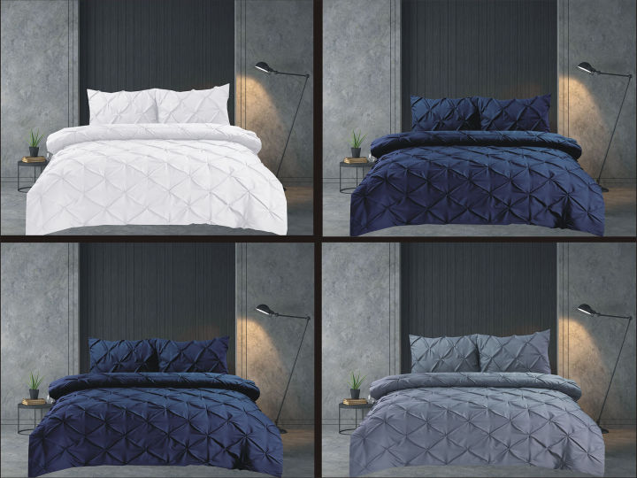 Luxury Pintuck Bed Set Included 1 Duvet cover and 2 pillow cases