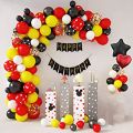 Special Birthday Banner Decoration Arch Set With Happy Birthday Black Banner , Arch Set , Star & Heart Foil Balloons & Polka Dots Balloons & Latex Balloons. 