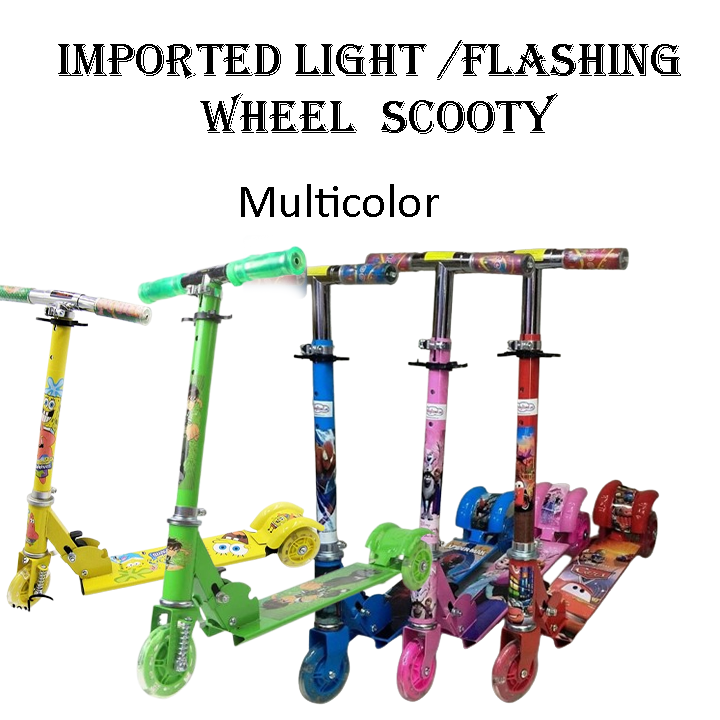 Foldable Kids Scooty – 3 Black Wheel Scooty for Kids | Scooty Bike for Girls & Boys with Flashing Wheels & Adjustable Height | Scooty for Girls & Kids