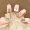 - Finished nail art wholesale green grass smudges summer fresh florets butterfly nails wear nail pieces. 