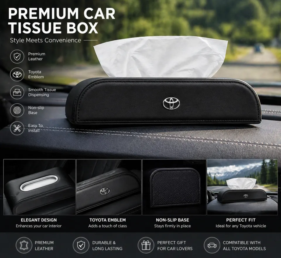 Toyota Logo Leather TISSUE BOX -Black- | Daraz.pk