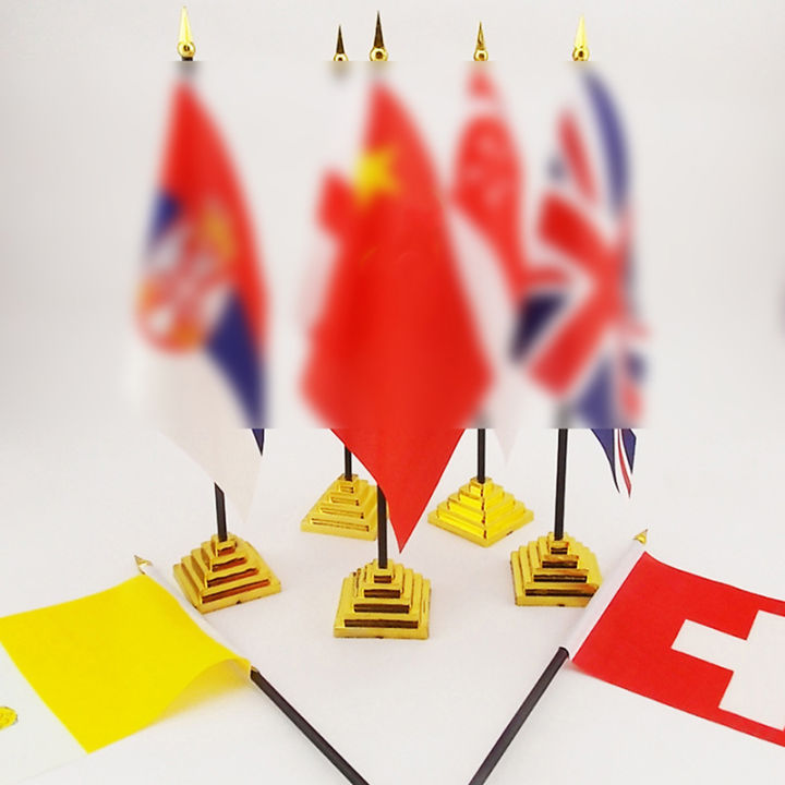 10Pcs Gold-Plated Plastic Base Round Square Flagpole Base Table Flag Holders Mini Flag Bases Decoration Natuo