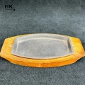 Steak Serving Tray, Sizzling Tray with Wooden Base 8 Inch – Cast Iron Hot Plate for BBQ, Steak & Serving | Durable BBQ Sizzler Plate | BBQ Serving Tray, Hot Plate Cast Iron, Fajita Sizzling Tray, Restaurant Sizzler Plate. 