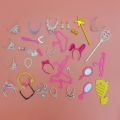 30cm 11 inch Barbie Doll Dress-up Crown Necklace Earrings Comb Mirror Girl Play Home Toy Accessories. 