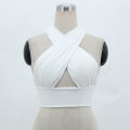 Women Strappy Cross Over Front Cut Out Halter Neck Sleeveless Backless Crop Top Bandage Vest Summer Tops Woman Clothes S-XL. 