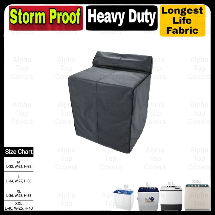Heavy Duty Twin Tub Washing Machine Cover - Available For ALL Models & Sizes Hitachi Super Asia Toshiba Samsung Kenwood Dawlance jackpot ittefaq Anex Indus West Point Diamond Asia Gaba Eco Star Boss kingson Full Automatic TWIN Tub with dryer